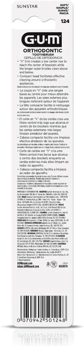 مسواک ارتودنسی میکروتیپ Gum - با درپوش بهداشتی - برس نرم - تمیز کردن موثر و عمیق - سر فشرده - رنگ های متنوع