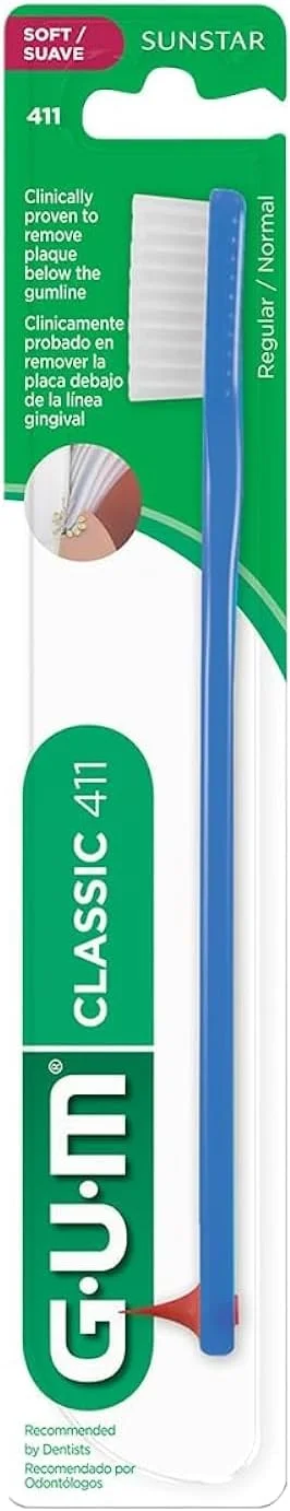 مسواک کلاسیک سان استار جی یو ام - برس نرم - دارای برس Dome-trim ثبت شده - پاک کننده عالی پلاک - کاهش التهاب لثه - دارای محرک نوک لاستیکی - تمیز کننده عمیق