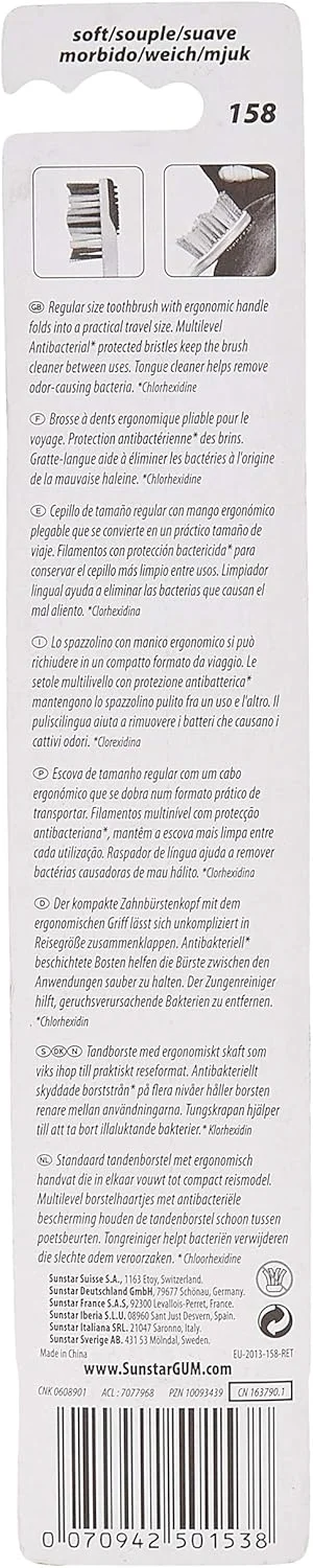 مسواک تاشو مسافرتی با دسته تاشو ارگونومیک - محافظت چند سطحی ضد باکتری - تمیز کننده زبان برای از بین بردن باکتری های مولد بو - تمیز کننده عمیق