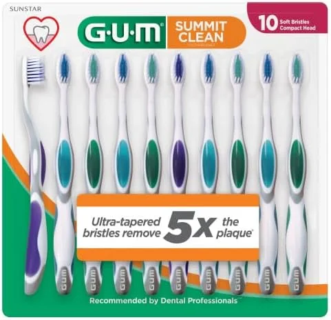 مسواک نرم گام Summit+، دارای برس های فوق العاده ظریف و مخروطی برای حذف موثرتر پلاک، مسواک های فوق العاده نرم برای بزرگسالان، 10 عدد مسواک نرم گام Summit+، دارای برس های فوق العاده ظریف و مخروطی برای حذف موثرتر پلاک، مسواک های فوق العاده نرم برای بزرگسالان، 10 عدد