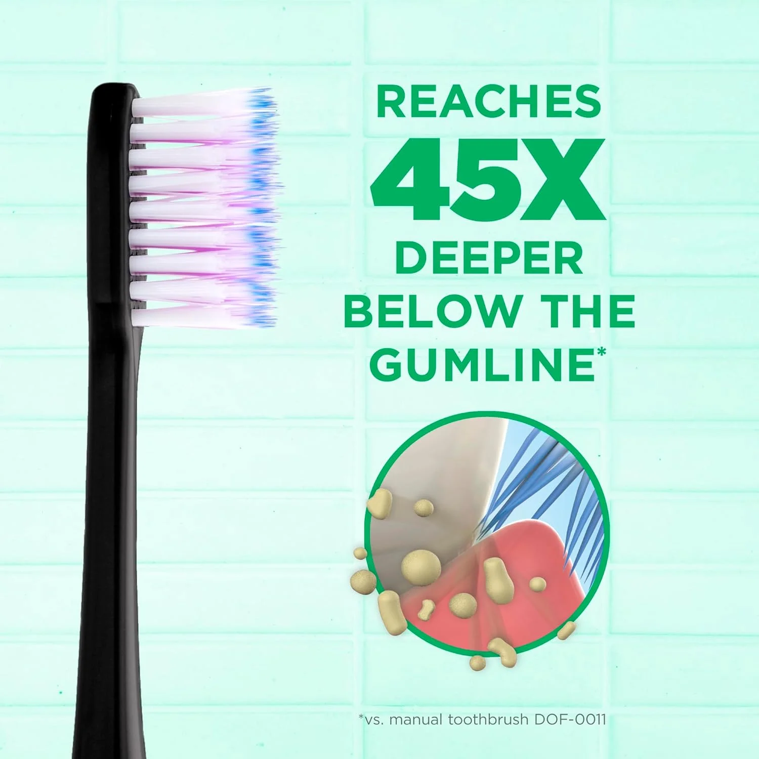 مسواک برقی سونیک GUM، برس های باریک برای تمیز کردن زیر خط لثه، بسته، مشکی، 1 دسته (1 عدد) + 2 سری یدکی (1 بسته 2 عددی)