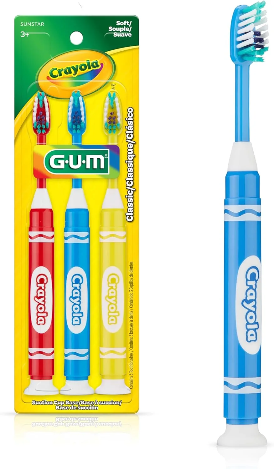 مسواک کودکانه با طرح ماژیک کرایولا GUM-227JM، نرم، مناسب برای کودکان 5 سال به بالا، رنگ های متنوع، 3 عدد