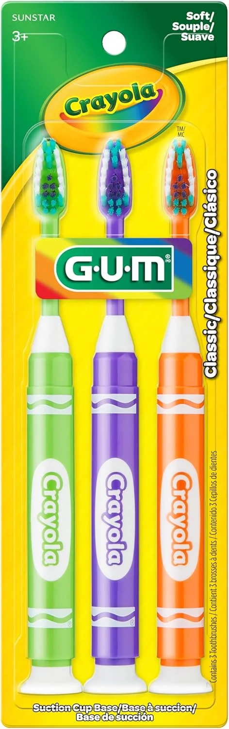 مسواک کودکانه با طرح ماژیک کرایولا GUM-227JM، نرم، مناسب برای کودکان 5 سال به بالا، رنگ های متنوع، 3 عدد مسواک کودکانه با طرح ماژیک کرایولا GUM-227JM، نرم، مناسب برای کودکان 5 سال به بالا، رنگ های متنوع، 3 عدد