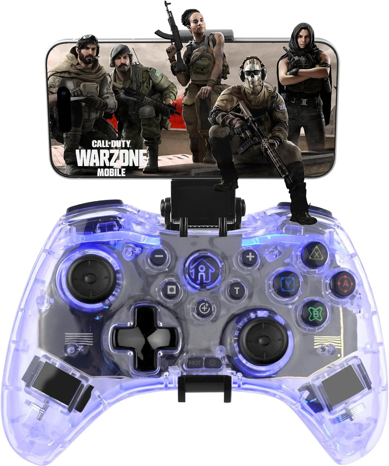 کنترلر بازی شفاف برای آیفون، آیپد، iOS، اندروید، تبلت، کامپیوتر، N-Switch، PS5، PS4، PS3، استیم دک، جوی استیک گیم پد بی سیم با نگهدارنده تلفن، دکمه پشتی، توربو، نور RGB - بازی مستقیم کنترلر بازی شفاف برای آیفون، آیپد، iOS، اندروید، تبلت، کامپیوتر، N-Switch، PS5، PS4، PS3، استیم دک، جوی استیک گیم پد بی سیم با نگهدارنده تلفن، دکمه پشتی، توربو، نور RGB - بازی مستقیم