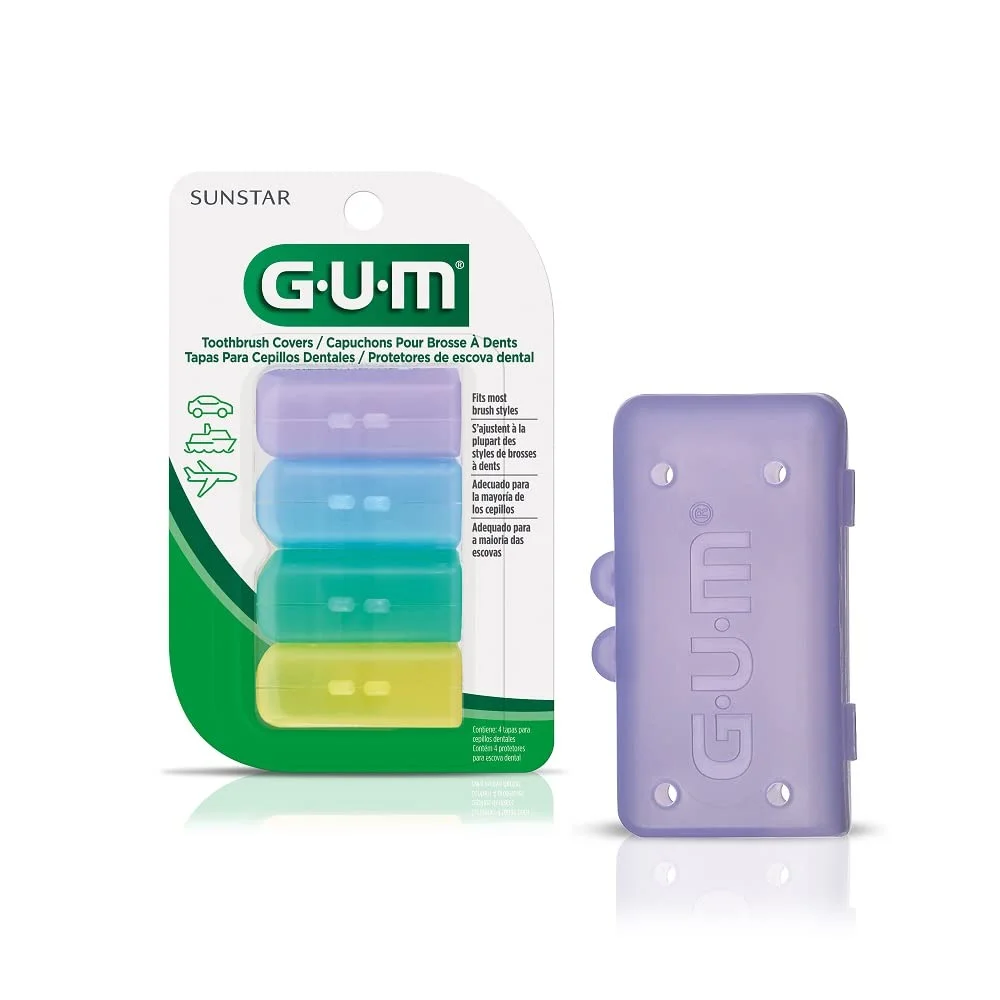 محافظ مسواک ضد باکتری GUM (بسته 1 عددی) 4 عدد در هر بسته، مناسب برای مسافرت یا منزل محافظ مسواک ضد باکتری GUM (بسته 1 عددی) 4 عدد در هر بسته، مناسب برای مسافرت یا منزل