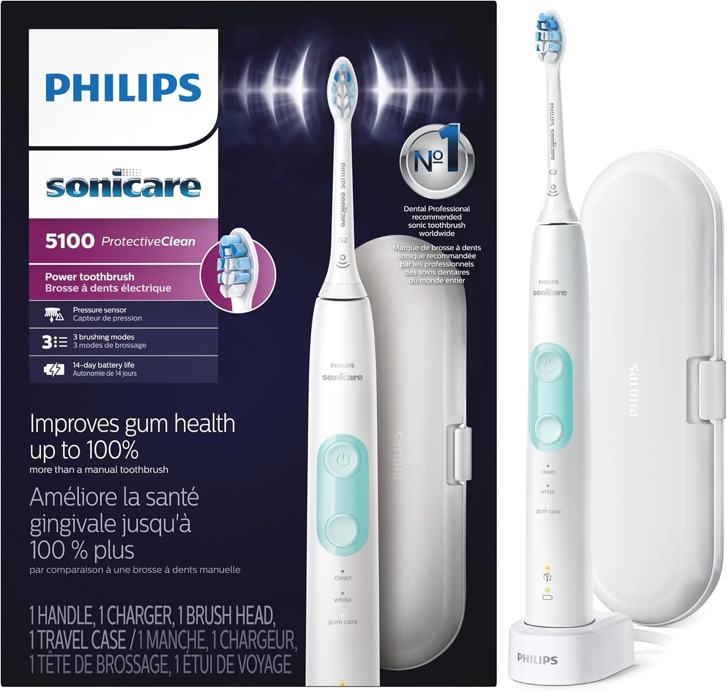 مسواک برقی شارژی Philips Sonicare ProtectiveClean 5100، سفید، HX6857/11