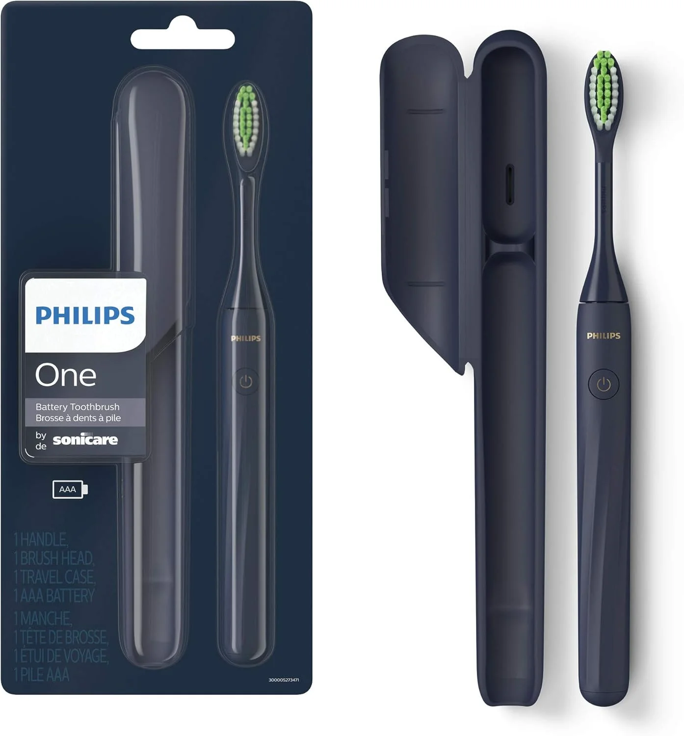 مسواک برقی باتری خور Philips One By Sonicare، نیمه شب، نرم، 1 عدد، عمر باتری 3 ماه، شامل جعبه مسافرتی مسواک برقی باتری خور Philips One By Sonicare، نیمه شب، نرم، 1 عدد، عمر باتری 3 ماه، شامل جعبه مسافرتی