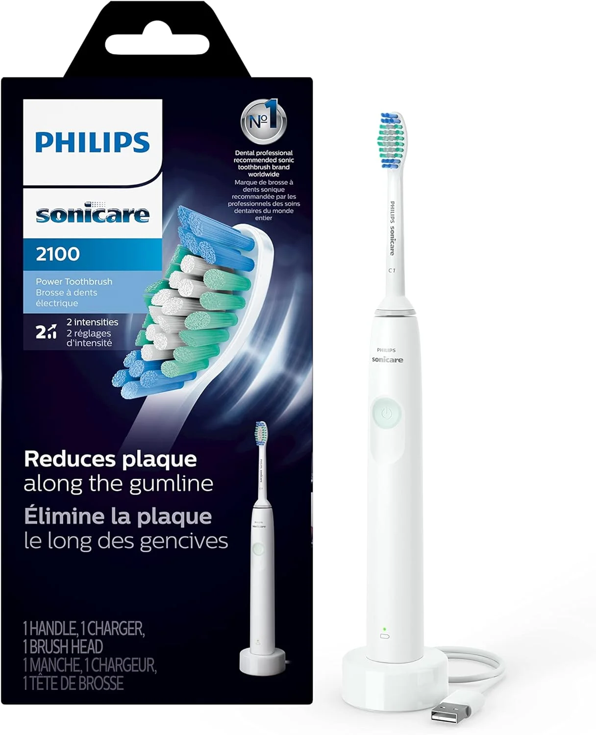 مسواک برقی فیلیپس Sonicare 2100، مسواک برقی شارژی، سفید نعنایی، HX3661/04 مسواک برقی فیلیپس Sonicare 2100، مسواک برقی شارژی، سفید نعنایی، HX3661/04