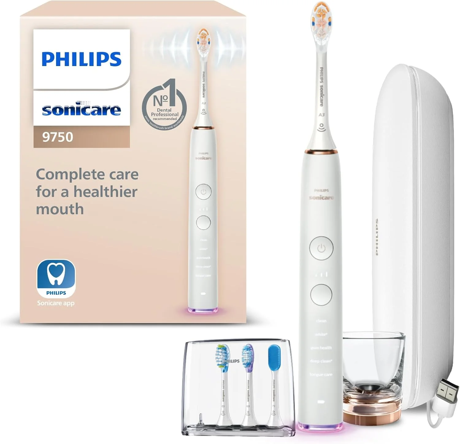 مسواک برقی شارژی فیلیپس Sonicare DiamondClean Smart 9750 - طلایی رز