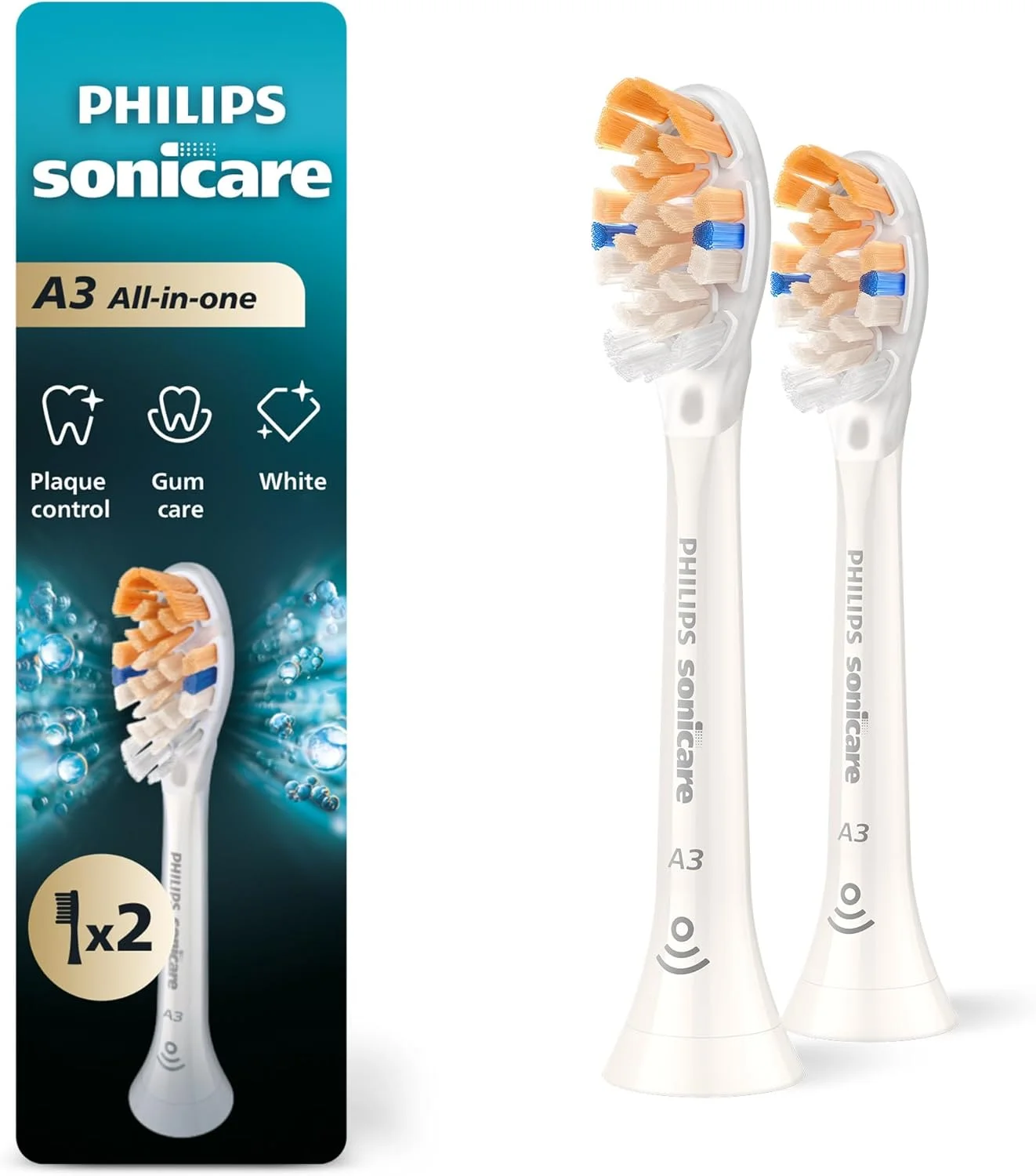 سری یدک مسواک برقی اورجینال Philips Sonicare A3 All-in-One، سفید، بسته 2 عددی، HX9092/77