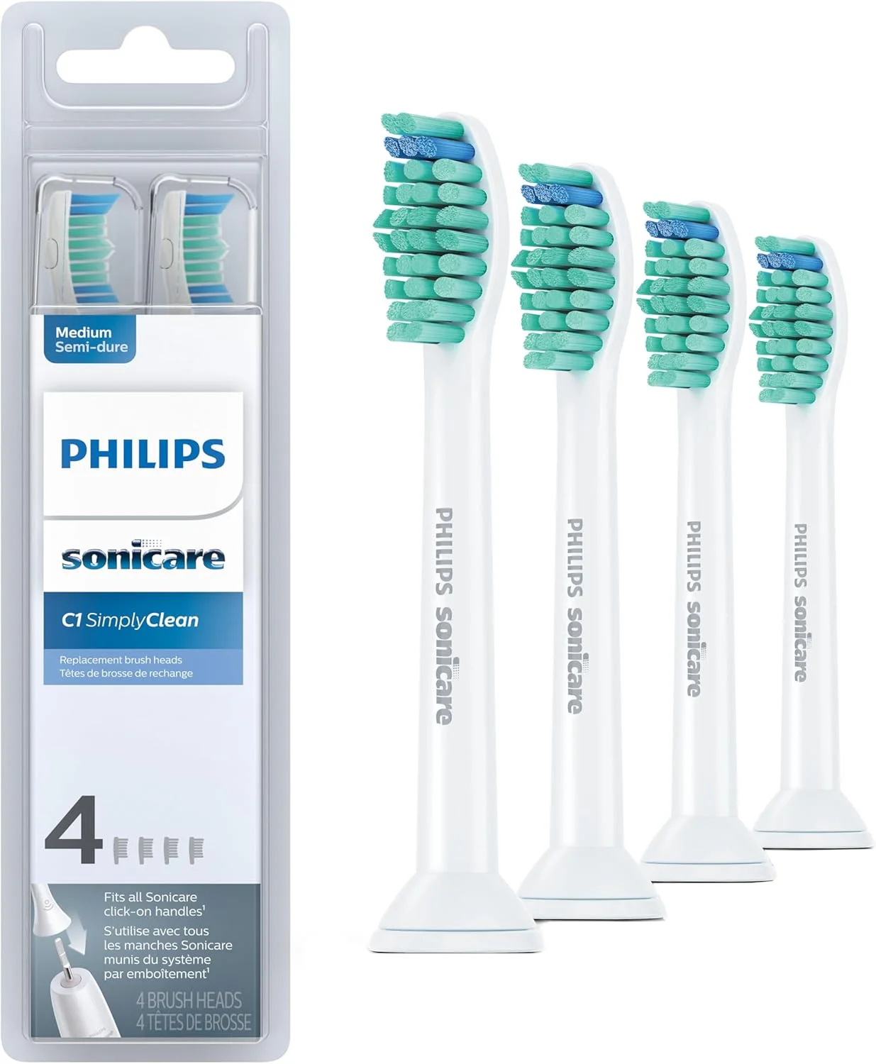 سری یدک مسواک برقی فیلیپس Sonicare SimplyClean (C1)، بسته 4 عددی، HX6014/65