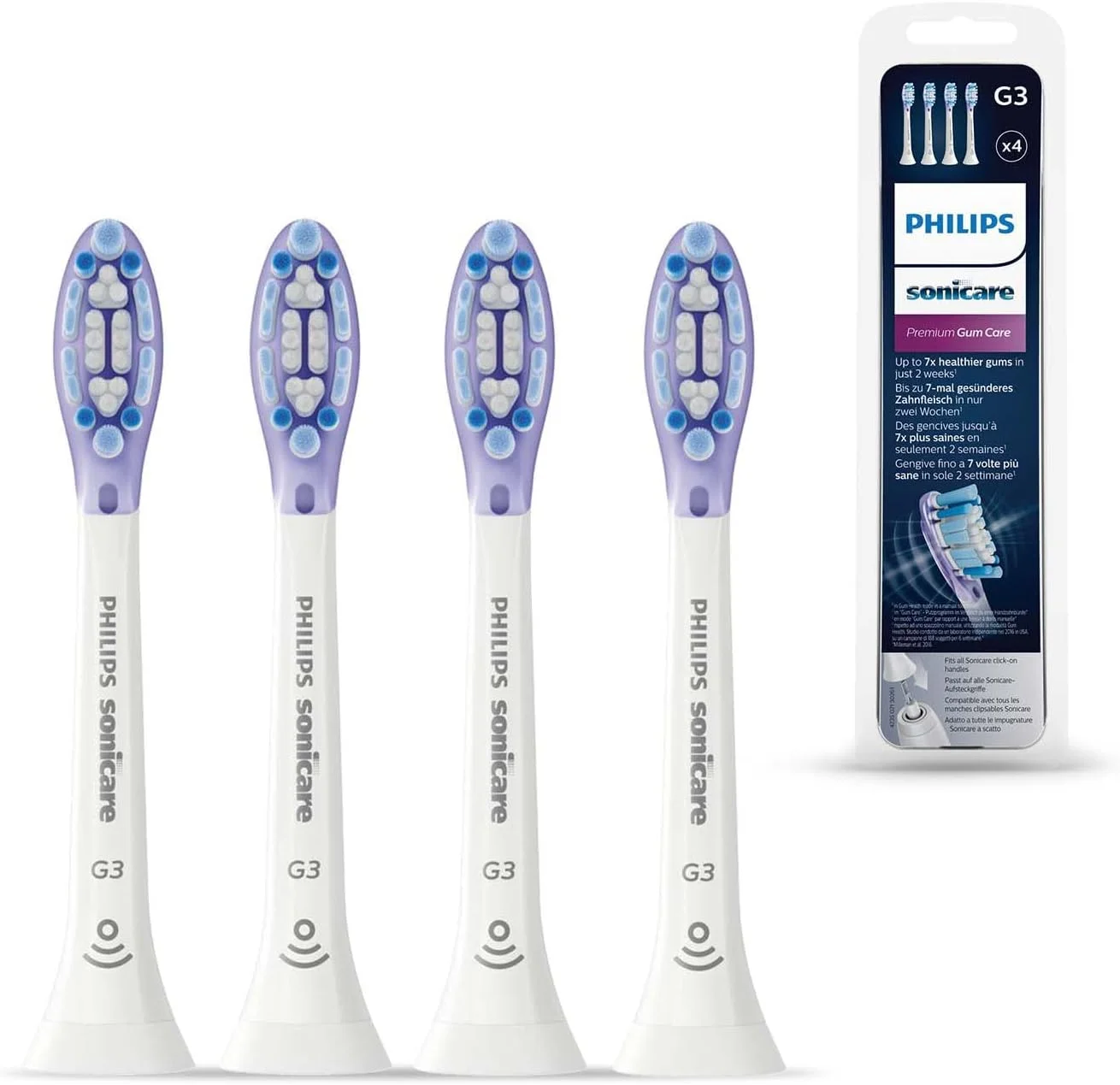 سری مسواک برقی سونیکر Philips Sonicare مدل G3 Premium Gum Care - بسته 4 عددی سفید (مدل HX9054/17)