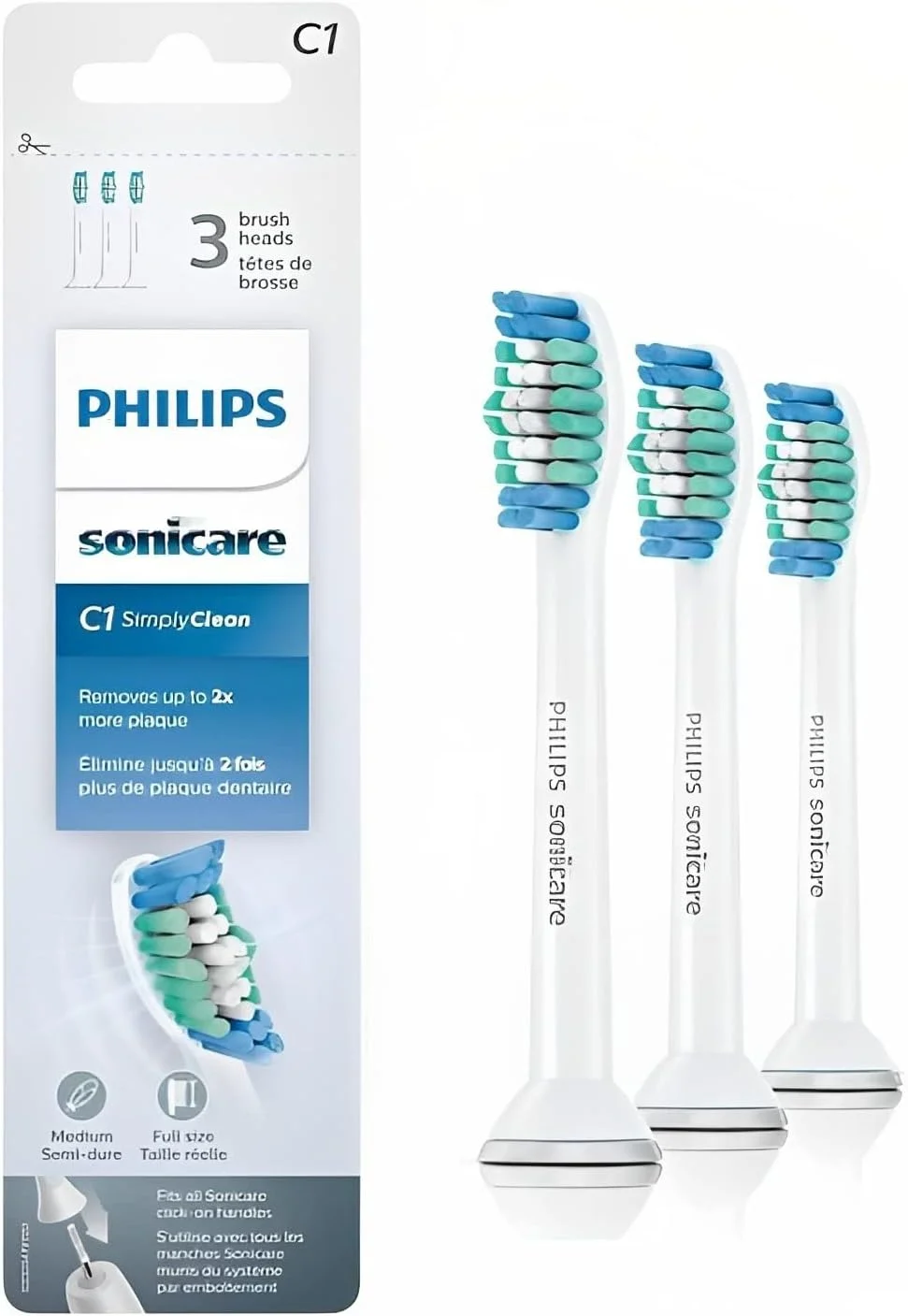 سری یدک مسواک برقی فیلیپس Sonicare Simply Clean مدل HX6013/04 بسته 3 عددی