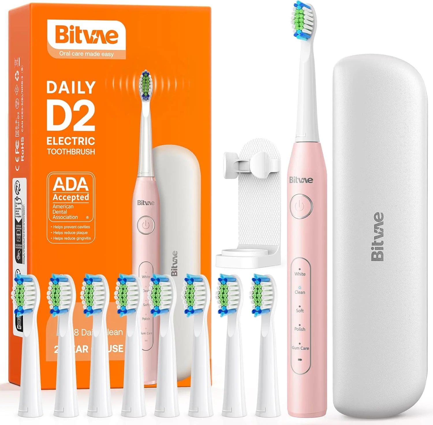 مسواک صوتی (D2) BVD2 با ۸ سری و ۱ کیف مسافرتی - صورتی