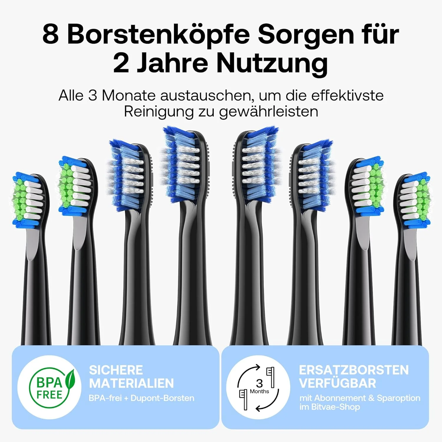 مسواک برقی Bitvae D2 برای بزرگسالان و کودکان، مسواک صوتی قابل شارژ، مسواک اولتراسونیک مسافرتی، مسواک نرم با 8 سری و 5 حالت (مشکی-A)