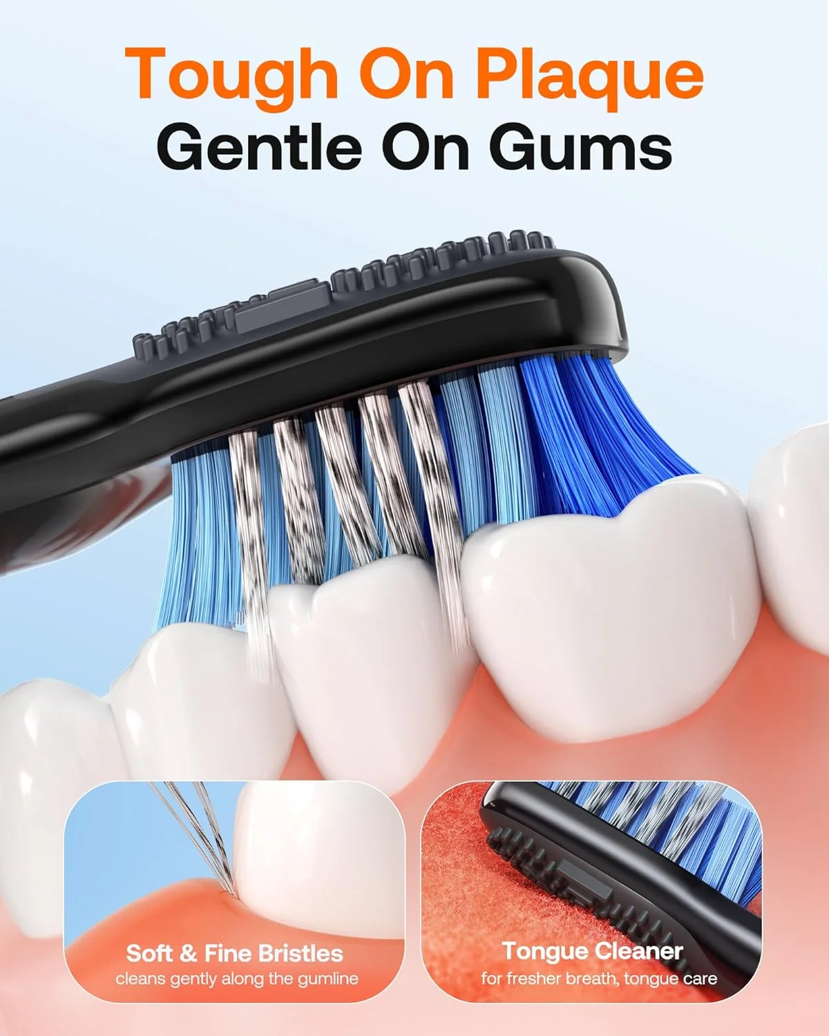 سری یدک مسواک برقی Bitvae D2، سری یدک مسواک صوتی، 2 نوع سبک تمیز کردن، بسته 5 عددی، مشکی سری یدک مسواک برقی Bitvae D2، سری یدک مسواک صوتی، 2 نوع سبک تمیز کردن، بسته 5 عددی، مشکی