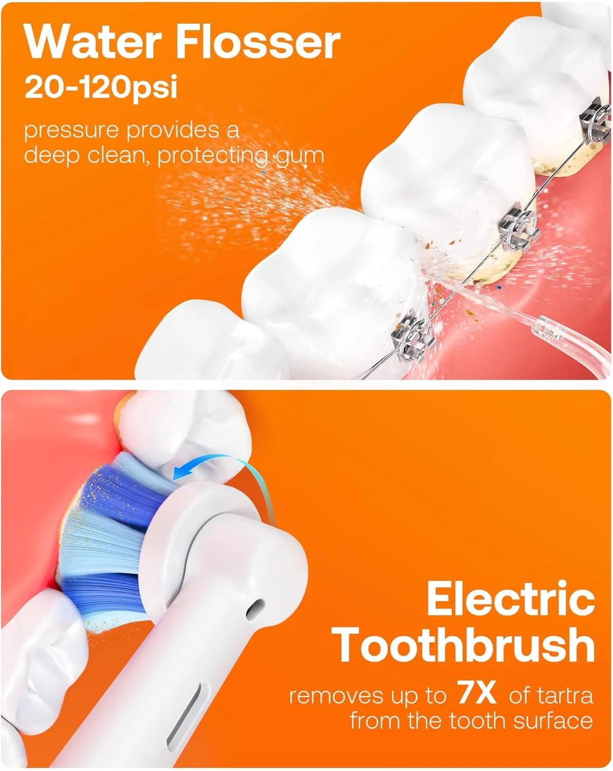 دستگاه واتر فلاسر دندان Bitvae، نخ دندان آبی بی سیم برای دندان، ارتودنسی، مراقبت از دندان و مجموعه مسواک برقی چرخشی قابل شارژ، 4 نازل، 4 سر برس، ضد آب، مشکی، C5+R1 دستگاه واتر فلاسر دندان Bitvae، نخ دندان آبی بی سیم برای دندان، ارتودنسی، مراقبت از دندان و مجموعه مسواک برقی چرخشی قابل شارژ، 4 نازل، 4 سر برس، ضد آب، مشکی، C5+R1