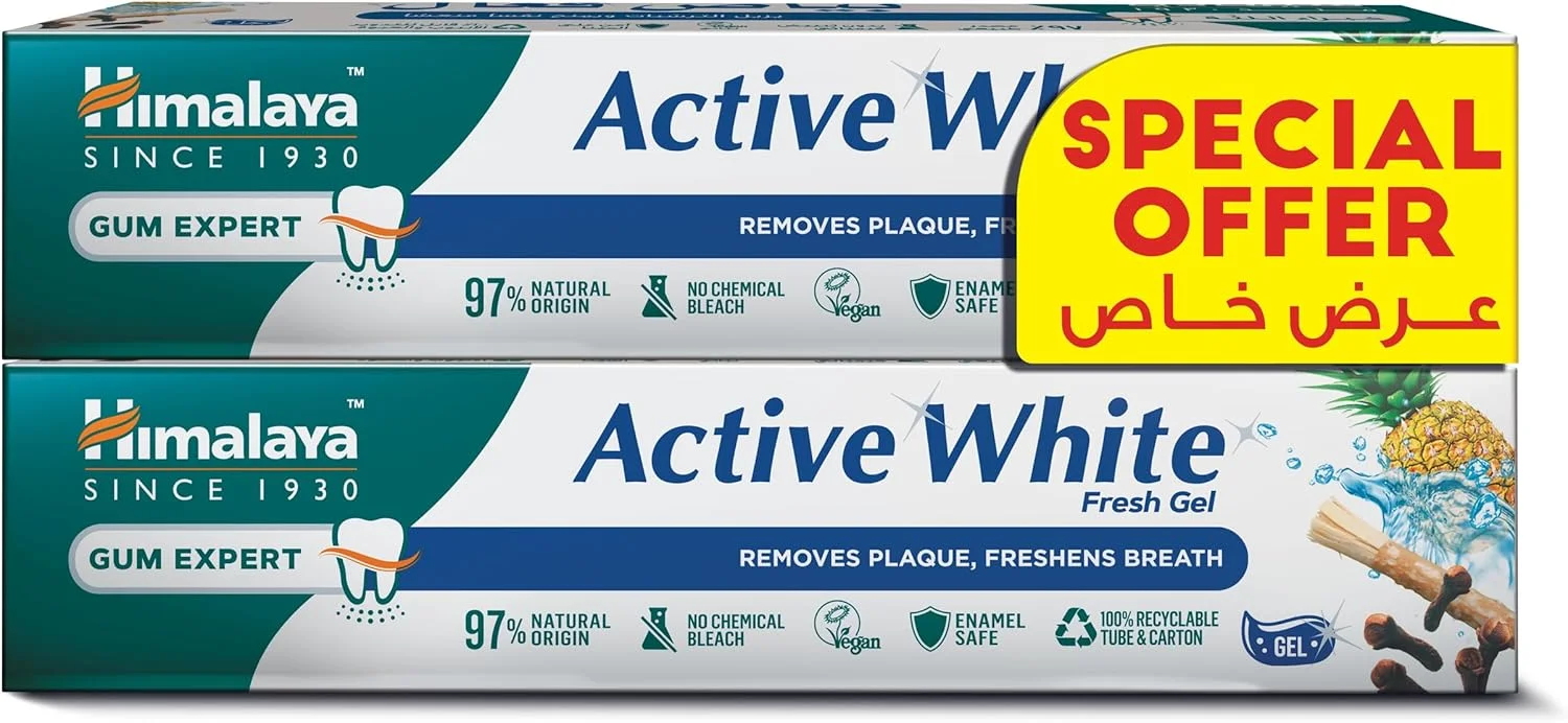 خمیر دندان گیاهی اکتیو وایت هیمالیا از سال 1930، به آرامی لکه ها را از بین می برد و دندان هایی سفیدتر و درخشان تر به ارمغان می آورد - 2 عدد 100 میلی لیتری