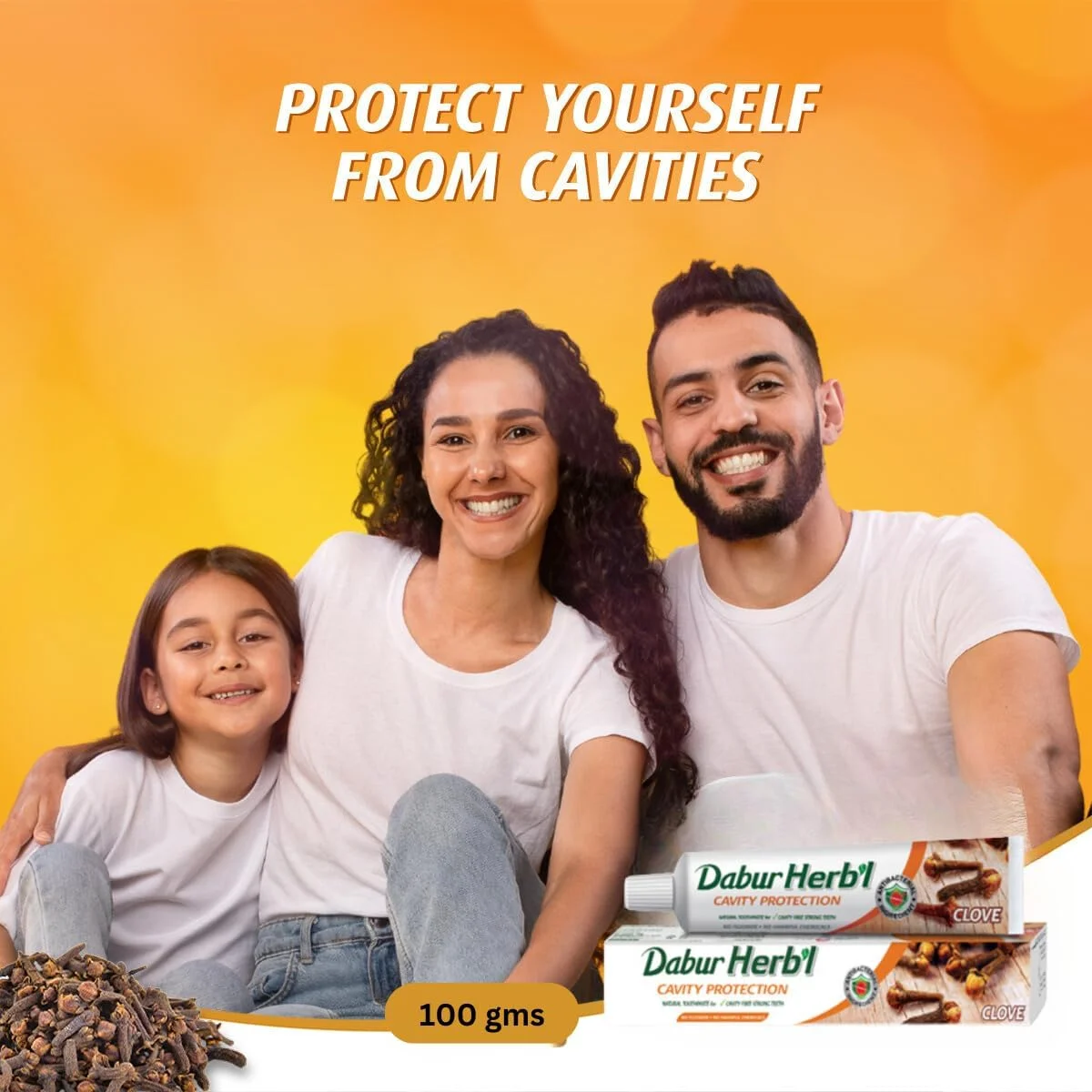 خمیر دندان گیاهی محافظت از دندان با طعم میخک دابور 4 عدد 100 گرمی | غنی شده با میخک و بدون مواد شیمیایی افزودنی | برای دندان های قوی و سالم | بسته 4 عددی