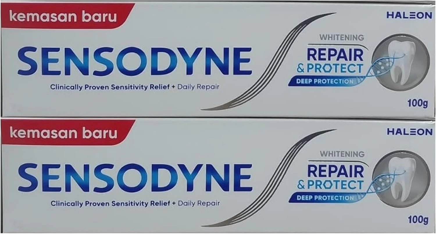 خمیر دندان سفید کننده و محافظ سنسوداین، خمیر دندان برای دندان های حساس و جلوگیری از پوسیدگی، 96 گرم (بسته 2 عددی)