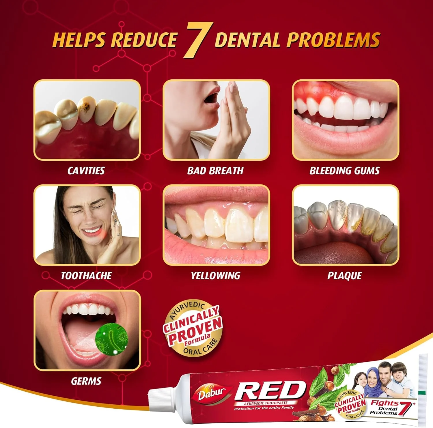 خمیر دندان گیاهی دابور رِد برای دندان و لثه ۴x۱۰۰ گرم | غنی شده با مواد اولیه گیاهی قوی | برای لثه های سالم و دندان های قوی | بسته فوق العاده مقرون به صرفه