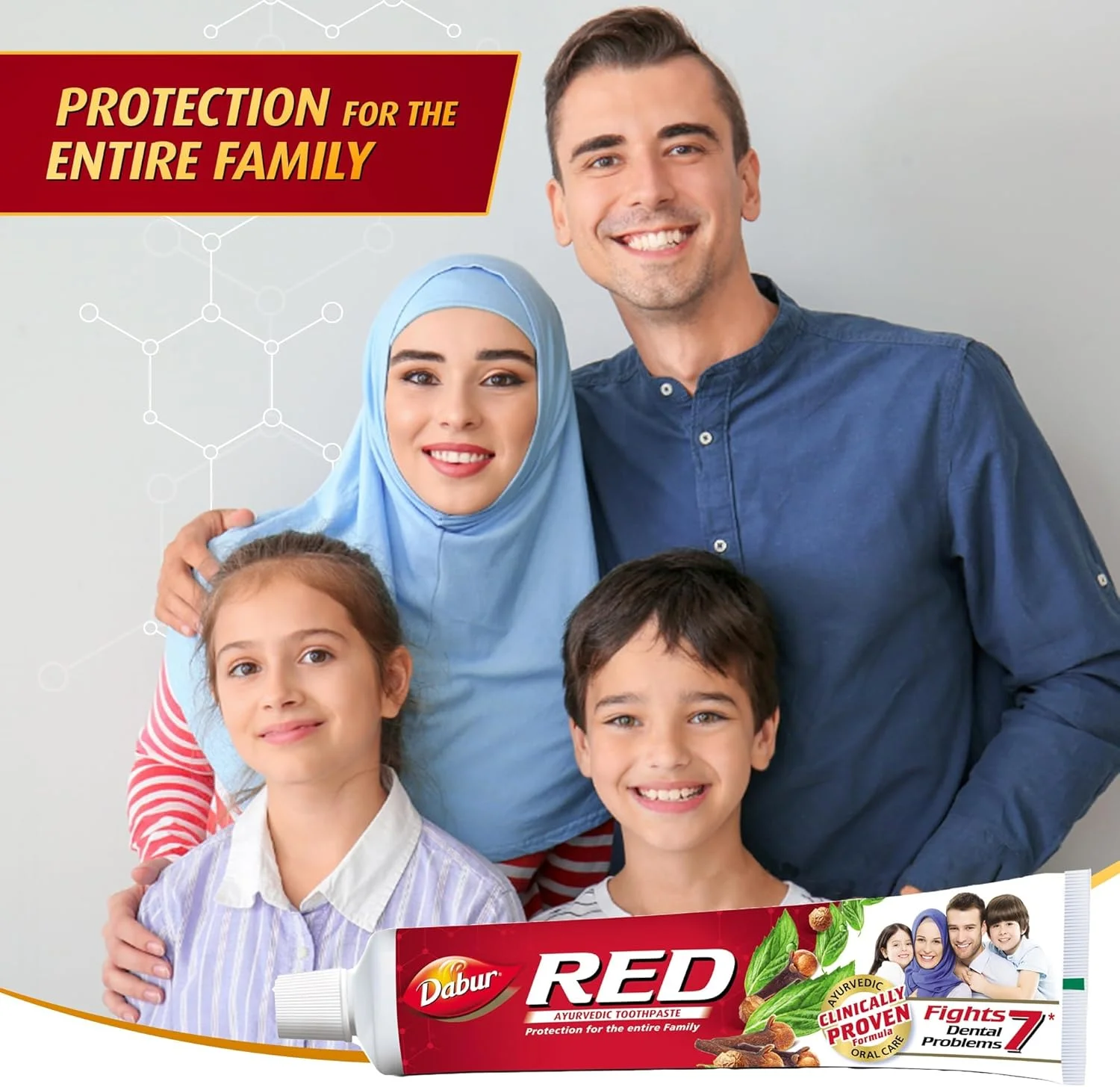 خمیر دندان گیاهی دابور رِد برای دندان و لثه ۴x۱۰۰ گرم | غنی شده با مواد اولیه گیاهی قوی | برای لثه های سالم و دندان های قوی | بسته فوق العاده مقرون به صرفه