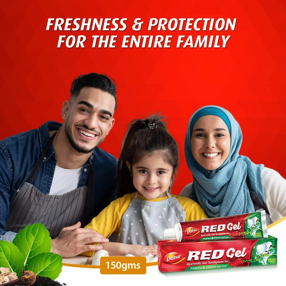 ژل خمیر دندان گیاهی Dabur Red برای دندان ها و لثه، 150 گرم