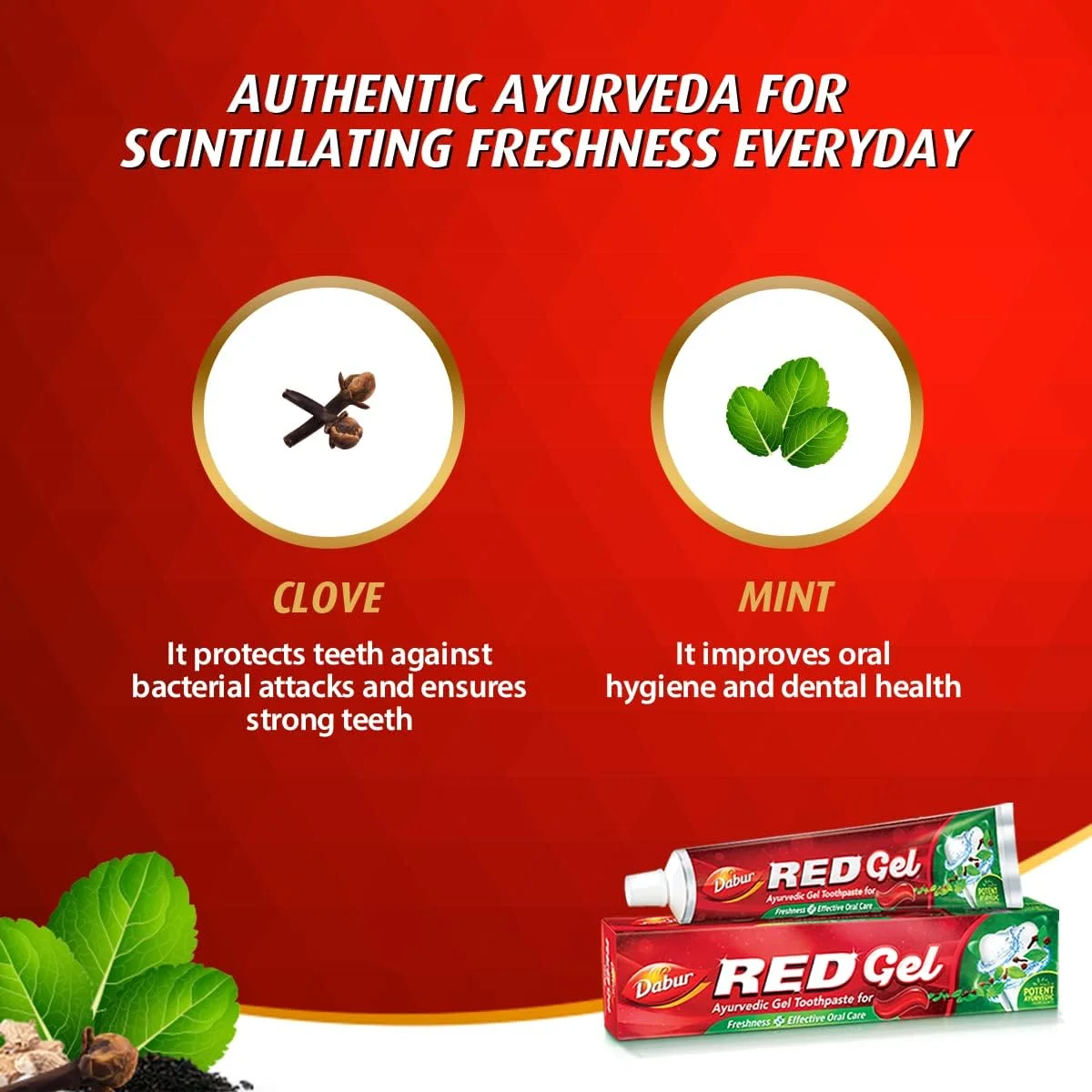 ژل خمیر دندان گیاهی Dabur Red برای دندان ها و لثه، 150 گرم