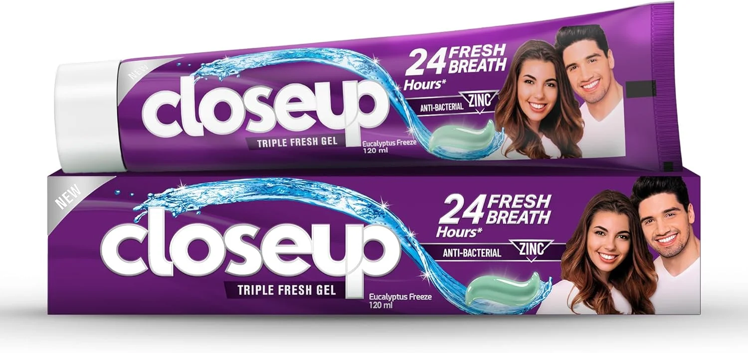 خمیر دندان ژلی کلوزآپ مدل Triple Fresh با طعم اکالیپتوس، برای تنفس свежий تا 24 ساعت، 120 میلی لیتر
