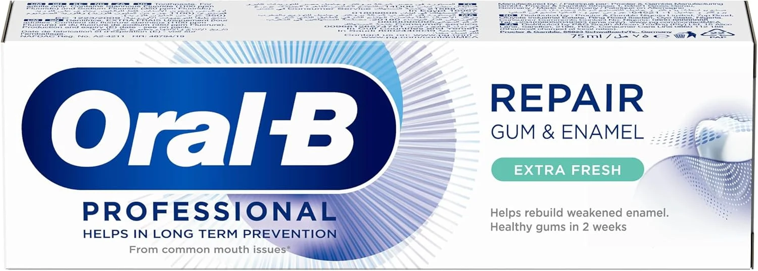 خمیر دندان Oral-B Repair Gum & Enamel، فوق العاده تازه، برای لثه ها و دندان های سالم تر، 75 میلی لیتر