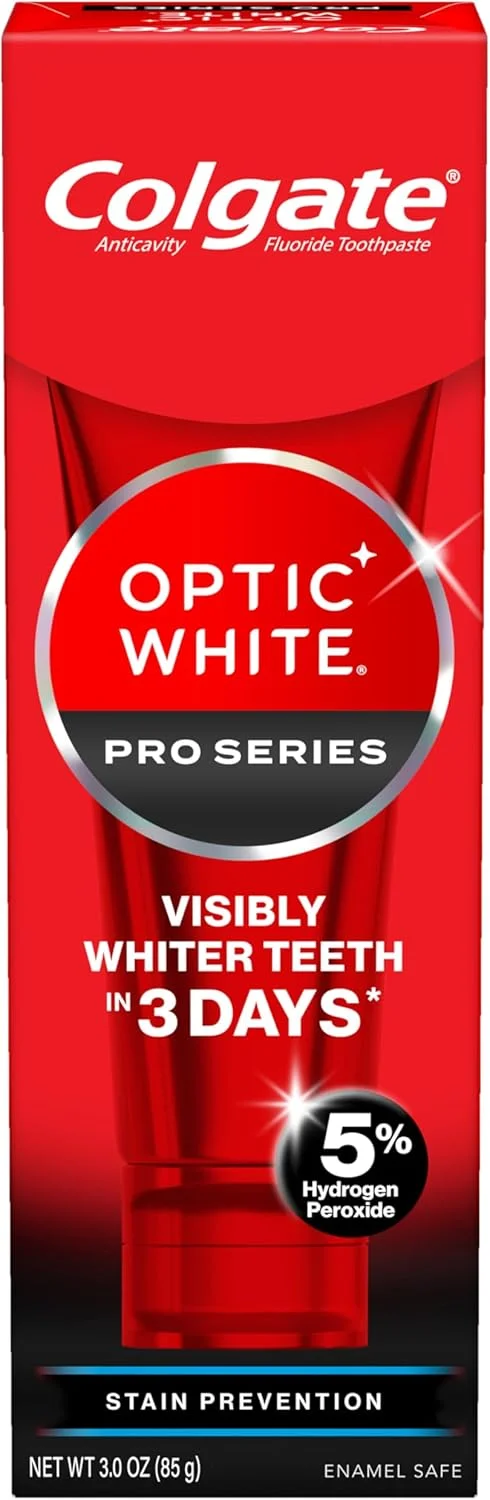 خمیر دندان سفید کننده سری Optic White Pro کلگیت با 5% هیدروژن پراکسید، جلوگیری از لکه، تیوب 3 اونسی