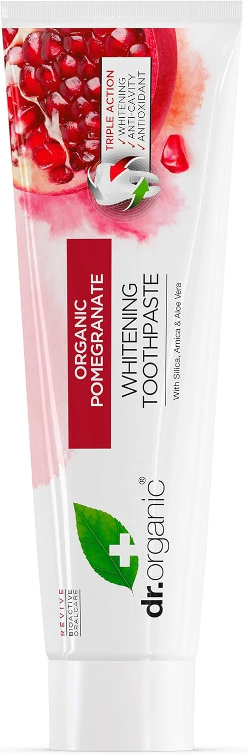 خمیر دندان سفید کننده انار دکتر ارگانیک | غنی شده با سیلیس، آرنیکا و آلوئه ورا | فرمولاسیون سه گانه | سفید کننده | آنتی اکسیدان | ضد پوسیدگی | 100 میلی لیتر خمیر دندان سفید کننده انار دکتر ارگانیک | غنی شده با سیلیس، آرنیکا و آلوئه ورا | فرمولاسیون سه گانه | سفید کننده | آنتی اکسیدان | ضد پوسیدگی | 100 میلی لیتر