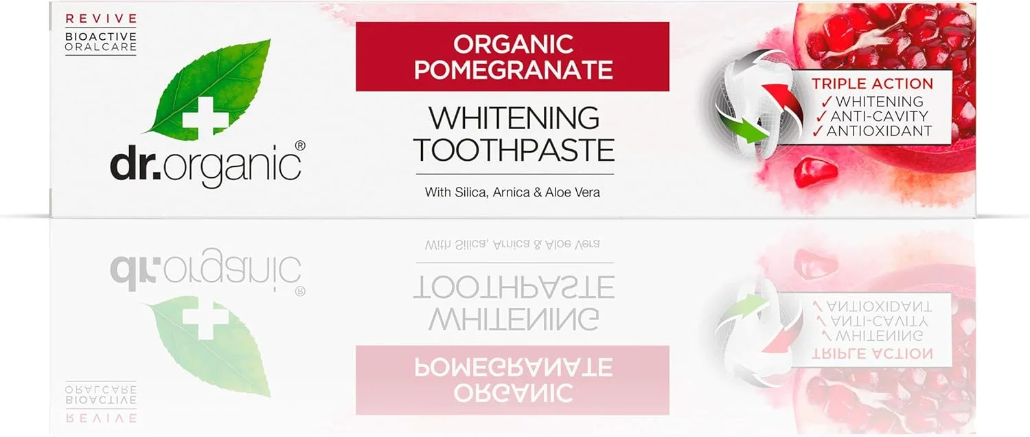 خمیر دندان سفید کننده انار دکتر ارگانیک | غنی شده با سیلیس، آرنیکا و آلوئه ورا | فرمولاسیون سه گانه | سفید کننده | آنتی اکسیدان | ضد پوسیدگی | 100 میلی لیتر خمیر دندان سفید کننده انار دکتر ارگانیک | غنی شده با سیلیس، آرنیکا و آلوئه ورا | فرمولاسیون سه گانه | سفید کننده | آنتی اکسیدان | ضد پوسیدگی | 100 میلی لیتر