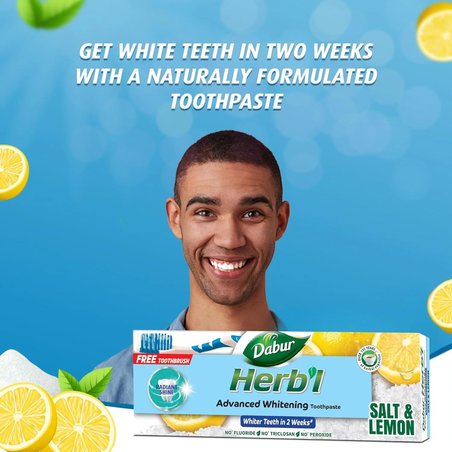 خمیر دندان سفید کننده گیاهی دابور (2 عدد 150 گرمی + مسواک) | غنی شده با نمک و لیمو | برای درخشش و سفیدی فوق العاده دندان ها | بسته ویژه خمیر دندان سفید کننده گیاهی دابور (2 عدد 150 گرمی + مسواک) | غنی شده با نمک و لیمو | برای درخشش و سفیدی فوق العاده دندان ها | بسته ویژه