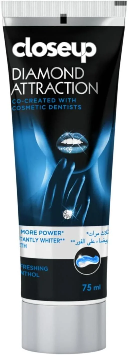 خمیر دندان سفید کننده کلوز آپ Diamond Attraction، Power White، نعناع با طراوت، 3 برابر قدرت بیشتر و دندان های سفیدتر فوری 75 میلی لیتر