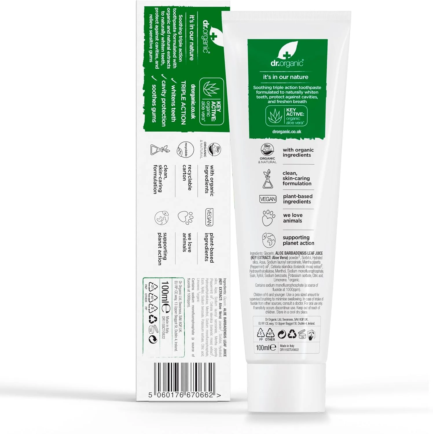 خمیر دندان آلوئه ورا دکتر ارگانیک ۱۰۰ میلی لیتر