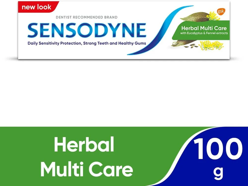 خمیر دندان گیاهی سنسوداین برای دندان های حساس، مراقبت چندگانه گیاهی با عصاره های اکالیپتوس و رازیانه، ۱۰۰ گرم