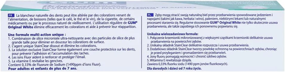 خمیر دندان سفید کننده اورجینال گام - تسکین دهنده حساسیت - از بین برنده پلاک - ضد باکتری - از بین برنده بوی بد دهان - بازگرداندن سفیدی طبیعی دندان ها - ملایم بر روی لثه - جلوگیری از ایجاد لکه های جدید - 75 میلی لیتر