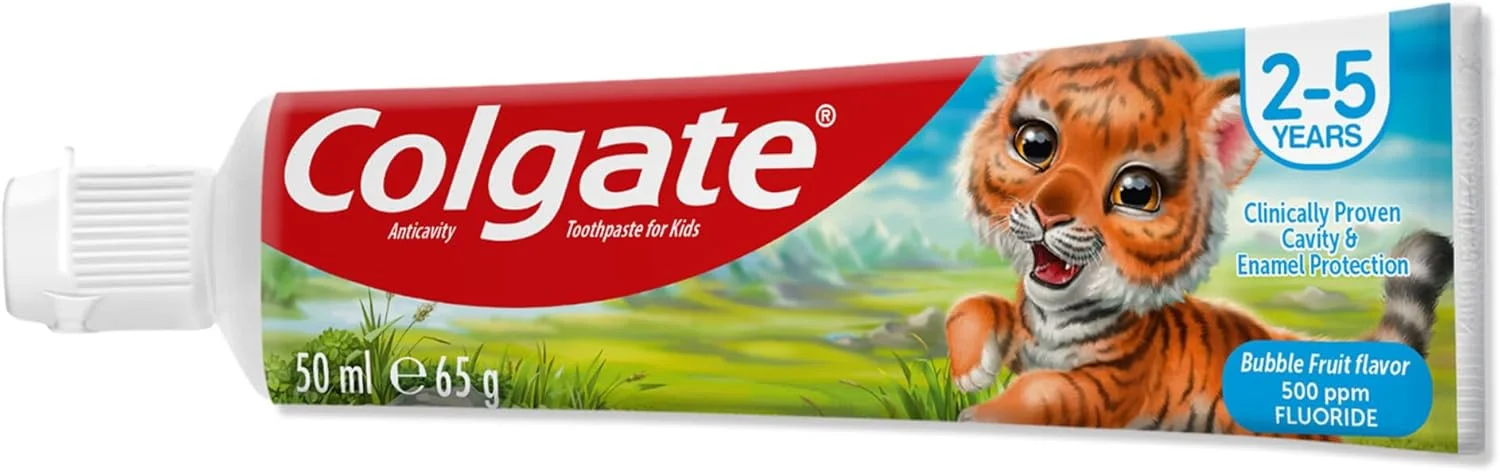 خمیر دندان کودک کلگیت با طعم میوه حباب دار، خمیر دندان حاوی فلوراید، 2-5 سال، 4 عدد 50 میلی لیتر