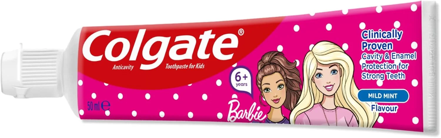 خمیر دندان کودک کلگیت دخترانه حاوی فلوراید 6+ باربی، 50 میلی لیتر