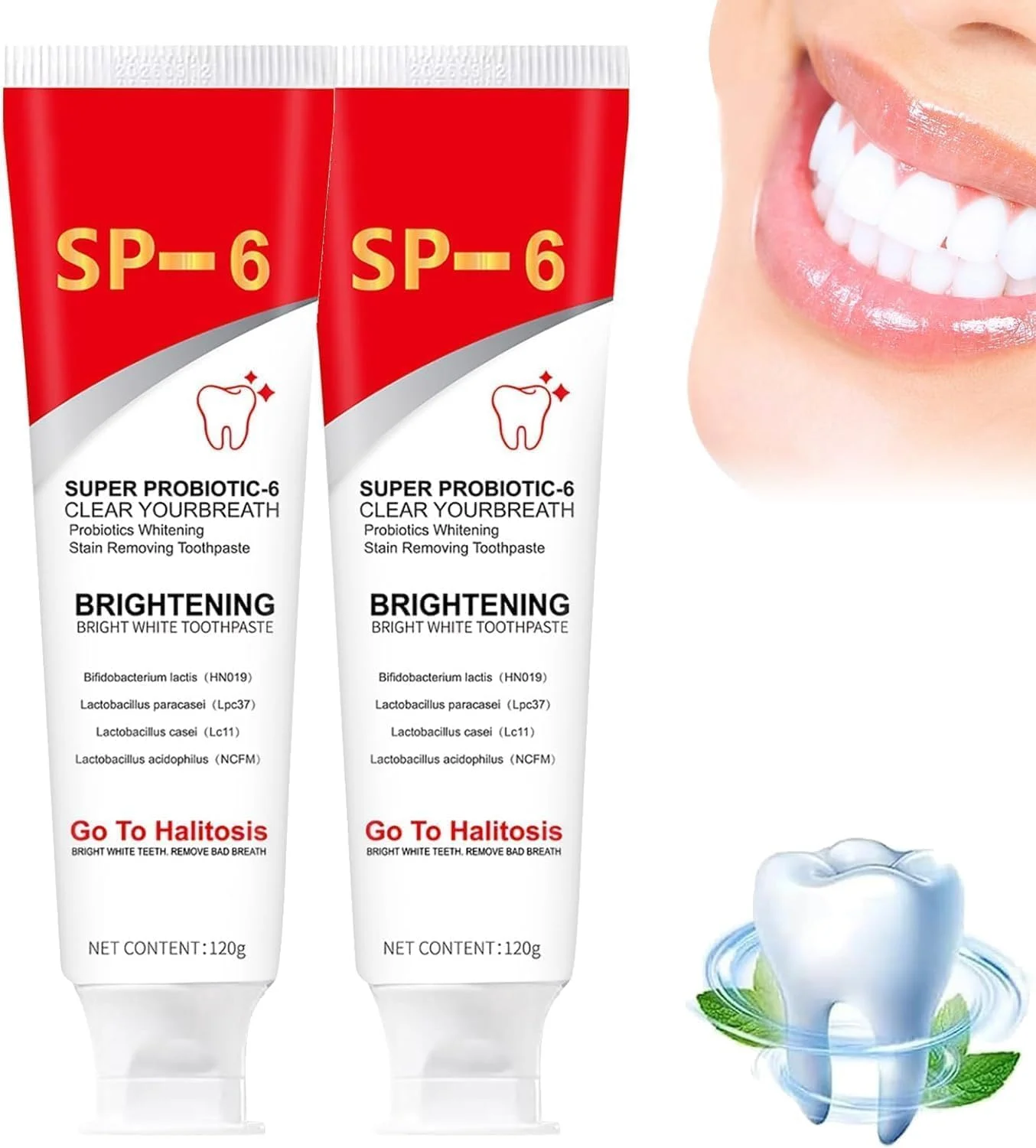 خمیر دندان سفید کننده دندان، 2 عدد SP-6 فوق العاده سفید کننده برای تمیز کردن عمیق مراقبت از دهان و دندان های سالم تر و سفیدتر
