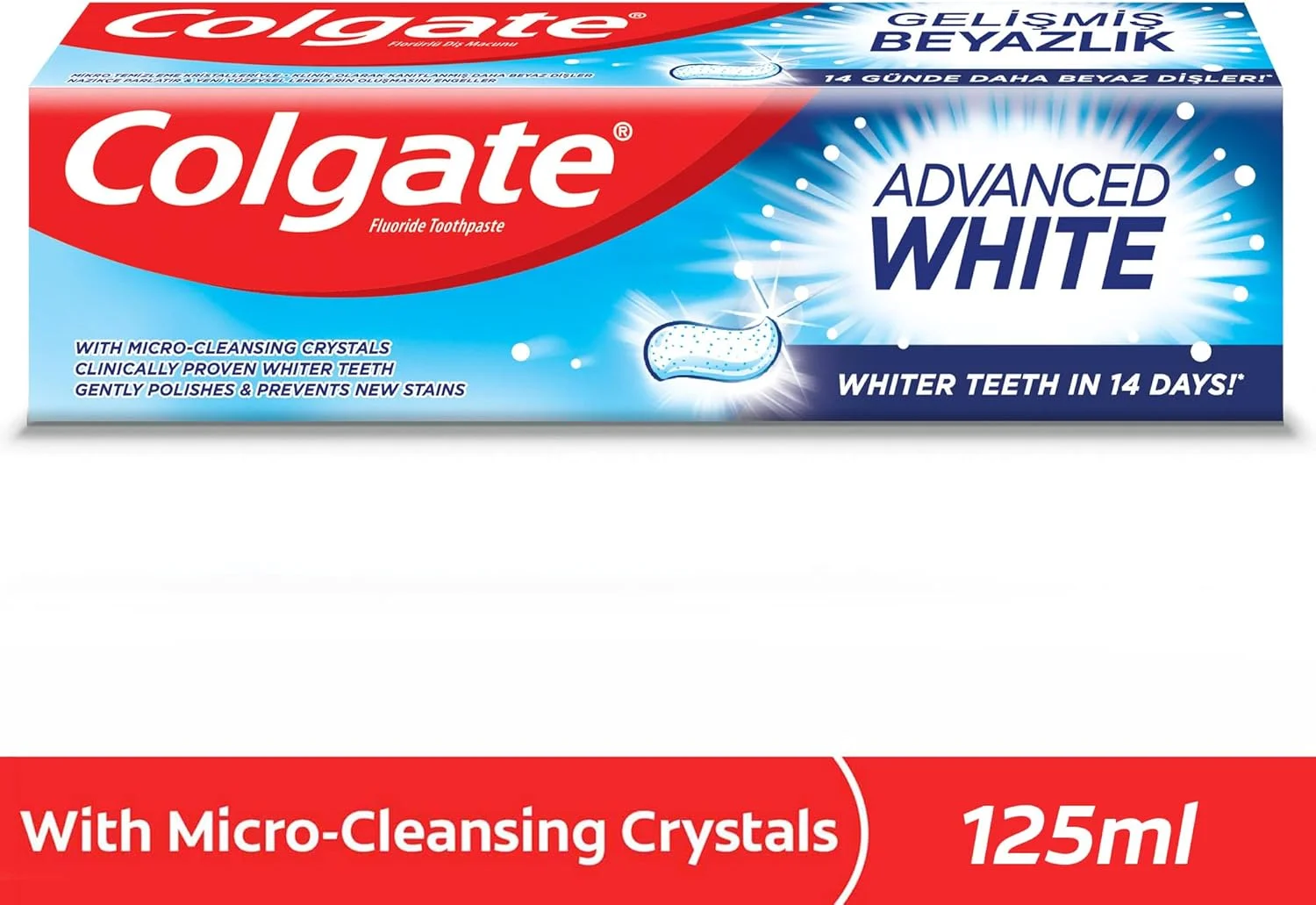 خمیر دندان سفید کننده پیشرفته کلگیت حاوی فلوراید 125 میلی لیتر خمیر دندان سفید کننده پیشرفته کلگیت حاوی فلوراید 125 میلی لیتر