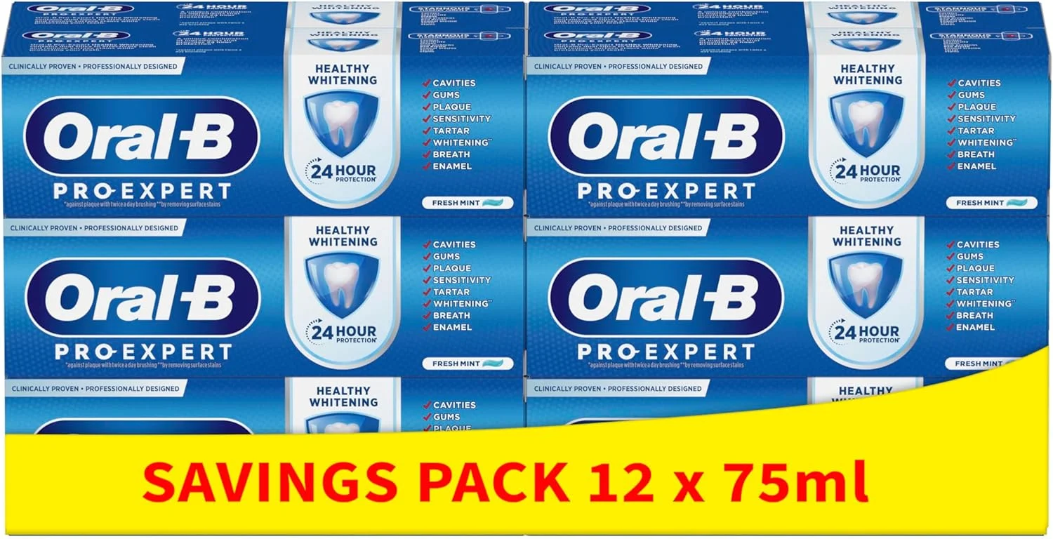 خمیر دندان سفید کننده و محافظ دندان Oral-B Pro-Expert حجم 900 میلی لیتر (12 عدد 75 میلی لیتری)