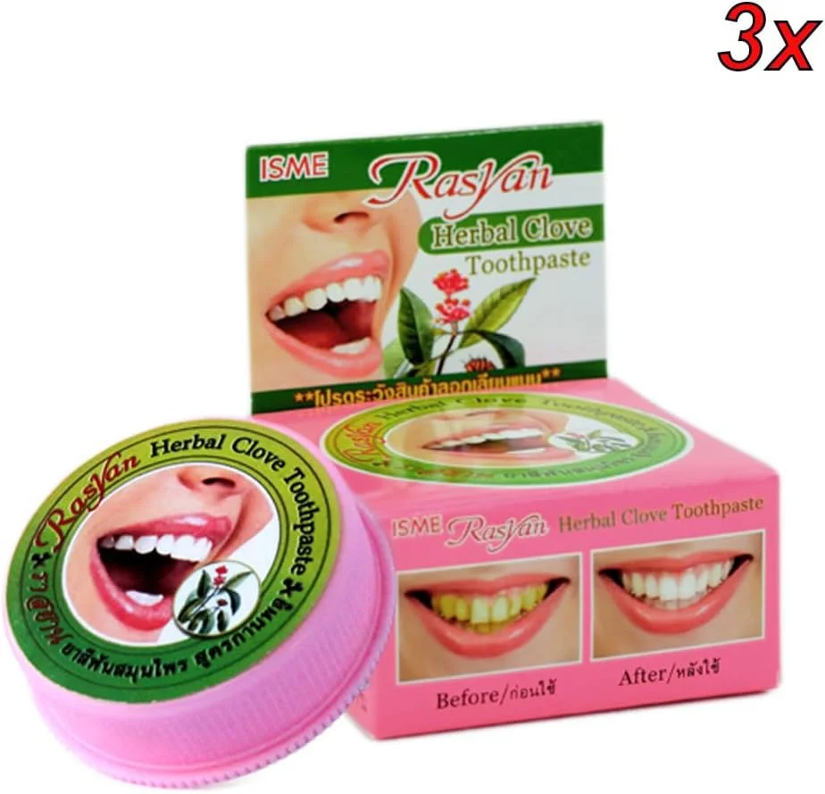 مجموعه 3 عددی خمیر دندان گیاهی میخک راسیان ایسمه، ضد باکتری، رفع بوی بد دهان و پوسیدگی، 25 گرمی