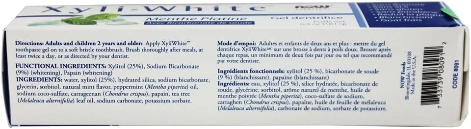 ژل خمیر دندان Xyli White Solutions از NOW Foods با جوش شیرین و طعم نعناع پلاتینی - 181 گرم ژل خمیر دندان Xyli White Solutions از NOW Foods با جوش شیرین و طعم نعناع پلاتینی - 181 گرم
