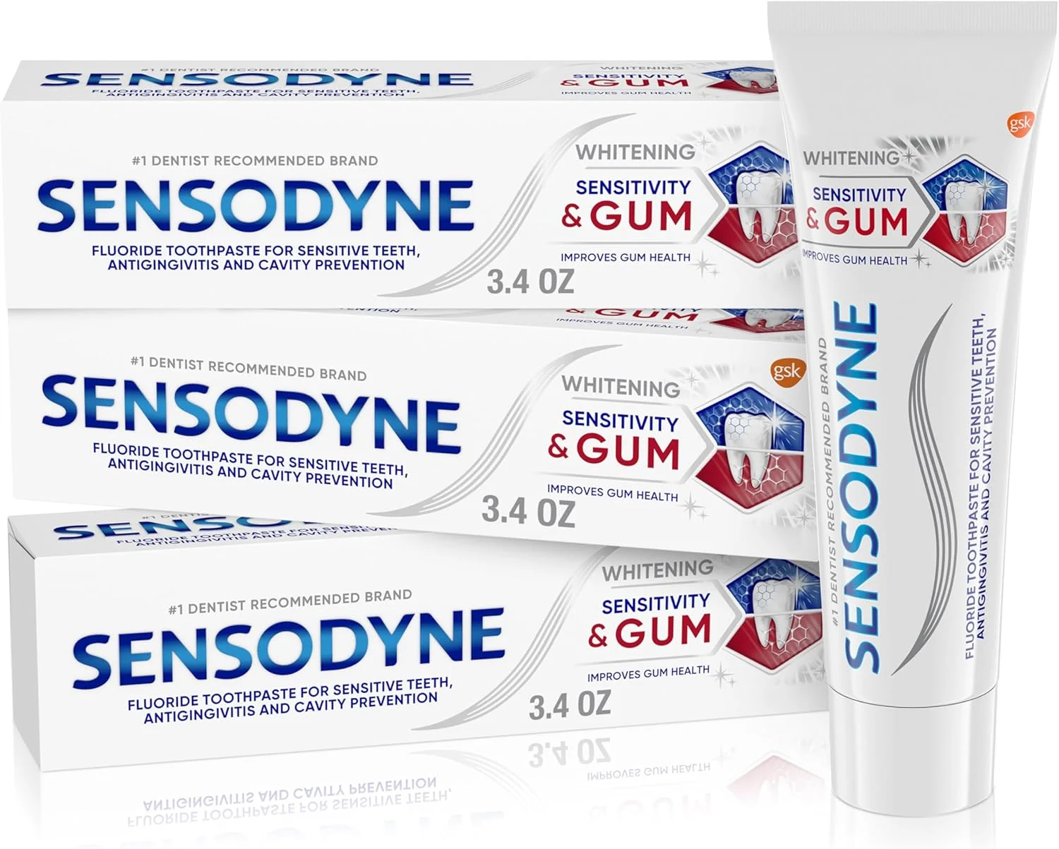 خمیر دندان سنسوداین، مناسب دندان های حساس و مشکلات لثه، 96 گرم (بسته 3 عددی)