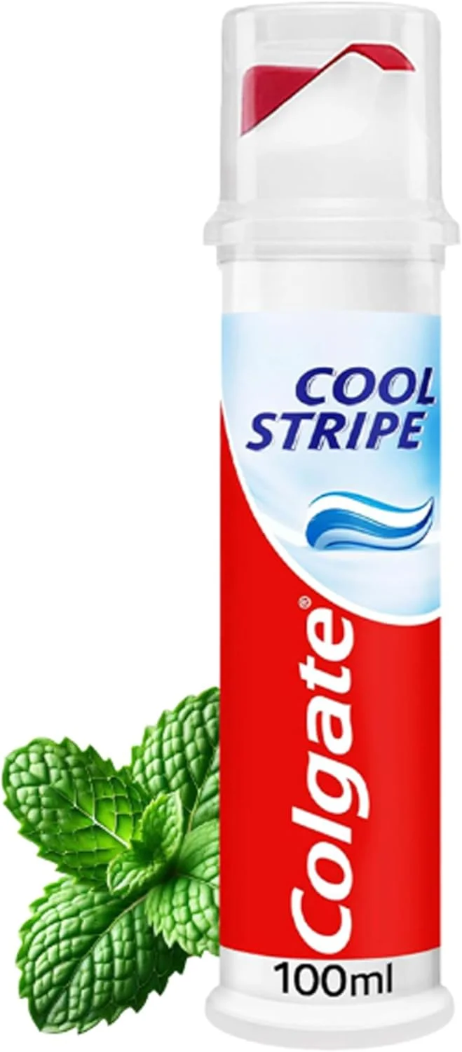 پمپ خمیر دندان کلگیت Cool Stripe 100 میلی لیتر - محافظت از دندان - تقویت کننده دندان ها - خوشبو کننده دهان - مبارزه با پوسیدگی - خمیر دندان حاوی فلوراید