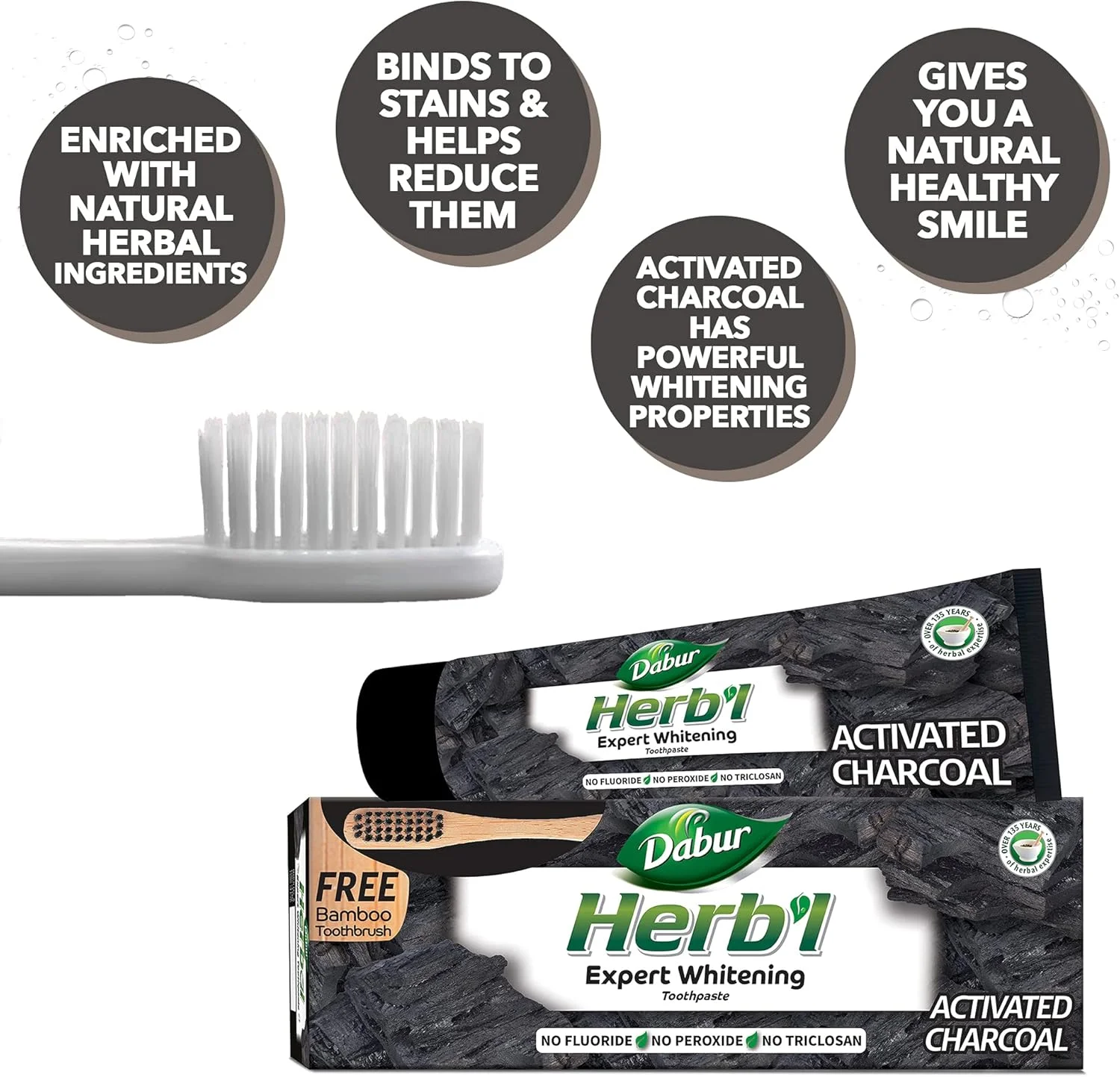 خمیر دندان گیاهی زغالی دابور (150 گرم + مسواک بامبو) | برای سفید کردن تخصصی دندان، رفع لکه و لثه های سالم | غنی شده با زغال فعال خمیر دندان گیاهی زغالی دابور (150 گرم + مسواک بامبو) | برای سفید کردن تخصصی دندان، رفع لکه و لثه های سالم | غنی شده با زغال فعال