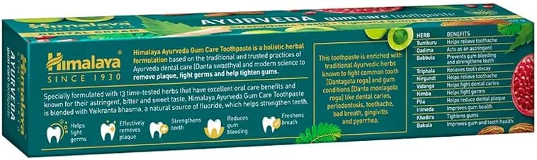 خمیر دندان مراقبت از لثه هیمالیا آیروودا - تقویت کننده دندان، سفت کننده لثه و از بین برنده پلاک - 80 گرم خمیر دندان مراقبت از لثه هیمالیا آیروودا - تقویت کننده دندان، سفت کننده لثه و از بین برنده پلاک - 80 گرم