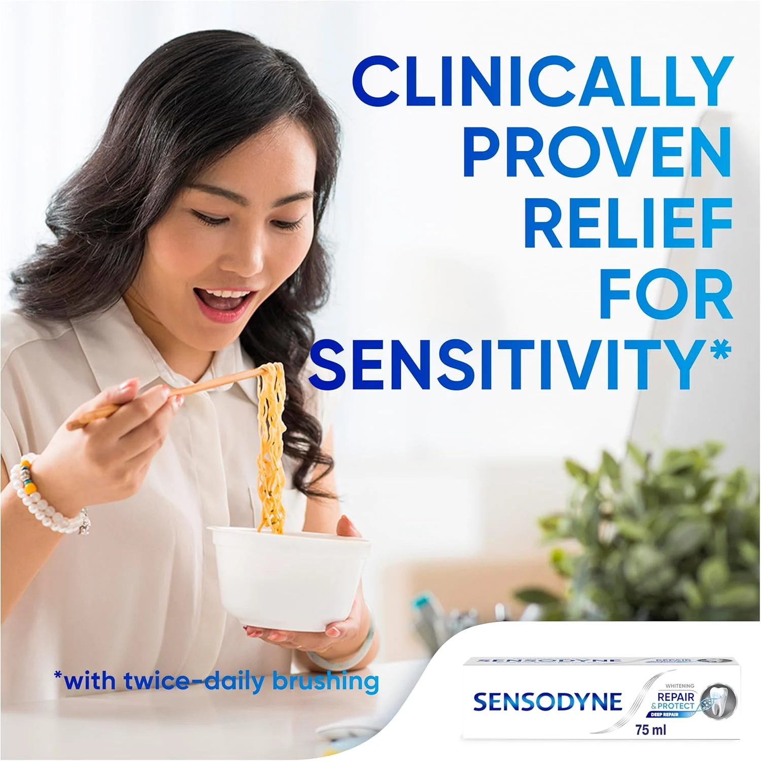 خمیر دندان سنسوداین Sensitive Whitening، ترمیم و محافظت Whitening ۷۵ میلی لیتر خمیر دندان سنسوداین Sensitive Whitening، ترمیم و محافظت Whitening ۷۵ میلی لیتر